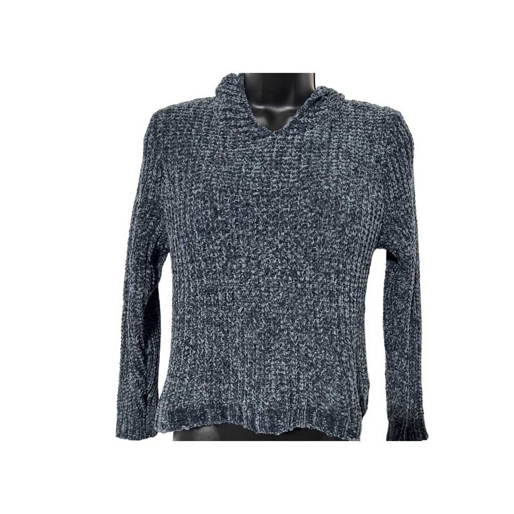 Heart And‎ Arrow Teens Girls Chenille Hoodie Sweater Marled Blue Black Hue 14